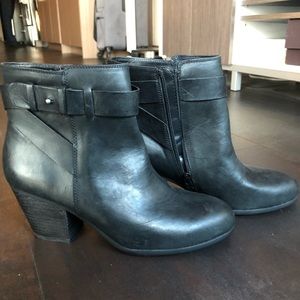 NWOT Aerosoles Leather Black Moto Ankle Boots